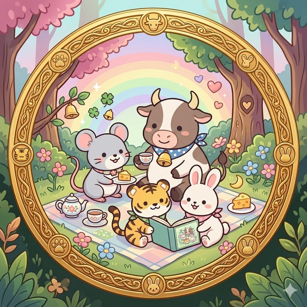 背景付きの家族アイコン