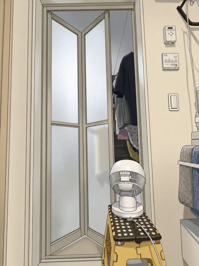 冬場の浴室乾燥のイメージイラスト